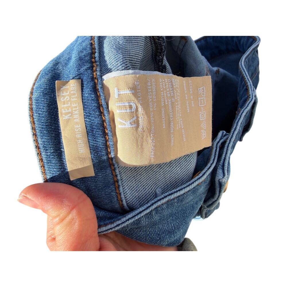 KUT from the Kloth Kelsey High Rise Ankle Flare Jeans Size 10 Medium Wash - Picture 5 of 8